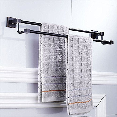 MBYW Portasciugamani Moderno Minimalista Portasciugamani Elegante per Il Bagno di Moda Portasciugamani Anticato da Bagno in Rame Anticato con Bagno in Ottone Nero, Portapacchi Doppio palo 59cm