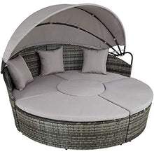 TecTake 800718 Isola Prendisole in Rattan, Tettuccio Parasole Pieghevole, Componibile Versatilità, Resistente Raggi UV, Cuscini Idrorepellenti -Disponibile in Diversi Colori (Grigio | No. 403281)