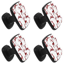 Christmas with deer tartan background Pomelli per Porta Set di 4 Pomelli per Mobili Manopole per Cassetti Cucina Armadio Vetro
