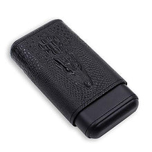 Minmin Portable Cigar Box Creativo in Pelle di Coccodrillo Pelle Legno di Cedro Allineato Cigar Idratante Custodia in Pelle 177x94mm, Nero, Marrone Accessori del Sigaro (Color : Black)