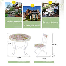 HZWZ Tavolo Laterale All'aperto, Tavolo da Patio A Mosaico, Piccolo Tavolo Finale All'aperto per Patio Giardino Balcone A Bordo Piscina con 2 Sedie (Ross),A