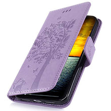 Robinsoni Custodia Compatibile con Xiaomi Play Cover Folio a Fogli Mobili Cover Libro Pelle PU Case Taccuino Cover Portafoglio Custodia Libretto Retro Flip Caso Gatta in Rilievo Cover,Viola chiaro