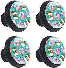 Cartoon Donut Drink Coffee Face Blue Pomelli per Porta Set di 4 Pomelli per Mobili Manopole per Cassetti Cucina Armadio Vetro