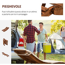 Outsunny Lettino Prendisole Richiudibile, Sdraio da Giardino in Legno Pieghevole con Materassino Bianco Crema 191x54x60.5cm
