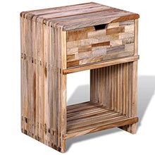 Zerone - Comodino in legno di teak con cassetto, per camera da letto, soggiorno, 38 x 31 x 51 cm