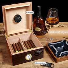 Scatola per Sigari in Legno di Cedro Humidor Scatola per Sigari Portatile Scatola per Sigarette Cerniera in Metallo con Vernice per Pianoforte Doppia Ogni Zona con Umidificatore Termometro