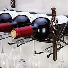RINGLICHT F Ferro Battuto Wine Rack, Calici Cremagliera del Supporto, Retro Vino Scaffale, Muro Pendenti Montata Vino Spumante Vetro Calici, Decorazione Domestica Luogo 4 Bottiglie 6 Tazze