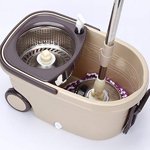 WAMSY Mop Secchio per Scopa Magico Portatile Doppio Disco in Acciaio Inossidabile A Pressione Manuale Mocio Rotante per La Pulizia della Casa Secchio per Straccio