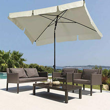 BAKAJI Ombrellone da Giardino Palo Centrale 200 x 125 cm Palo 32mm 4 Stecche Struttura Acciaio Inclinazione Regolabile Arredamento Esterno Gazebo Piscina Giardino Terrazzo Ambienti Esterni Beige