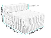 Futon Sedia Z Letto Singolo Letto Ospite Super Comfy Jumbo Cordoncino Dormire sopra il letto Divano in Schiuma Z Letto, crema, Singolo