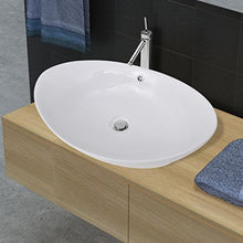 Roderick - Lavabo ovale in ceramica con troppopieno 59 x 38,5 cm
