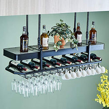 JHGJBJ Cremagliera del Vino Nero con Supporto Light Box Asta Regolabile Bicchiere di Vino Hanging Domestica Vino Rack Multifunzionale (Size : 100cmx35cm)