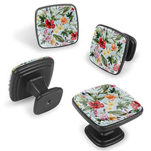 Floral pattern with tropical flowers Pomelli per Porta Set di 4 Pomelli per Mobili Manopole per Cassetti Cucina Armadio Vetro