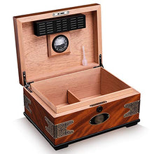 WangQ Scatola di sigari - Cigar Humidor Natural Mellow Cedar Wood Retro Stampa Brown Double Zone Storage humidor (Color : A)