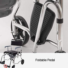 Sedia da Toilette con Ruote - Sedia da Trasporto per Doccia da Comodino Sedia da Bagno Pieghevole Portatile in Alluminio Impermeabile A