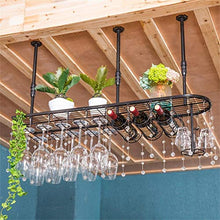 AT Wine Rack Pendenti Montata Cremaglie, Hanging Europeo Vetro Iron & Wine Rack Amp; Mensola Del Supporto Calice per la Cucina/Bar/Ristorante/Schwarz / 60 * 25cm