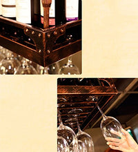 WURE Portabottiglie rovesciabile Porta Ferro battuto a Muro Portabicchieri pensile Europeo Portabottiglie da Vino Altezza Regolabile Bar Bicchieri da Vino a casa Mensola Ornamenti creativi Calice