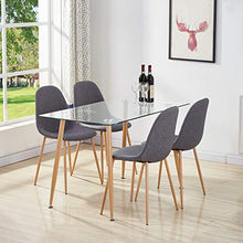 GOLDFAN Sedie da Pranzo Set Tessuto con 4 Sedie Sedia Lotto Soggiorno Ufficio Piedi in Metallo Sedile Morbido, Grigio