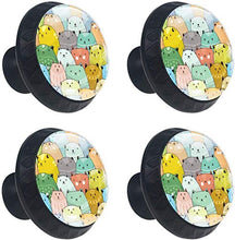 Modello di gatti verde blu grasso arte Pomelli per Porta Set di 4 Pomelli per Mobili Manopole per Cassetti Cucina Armadio Vetro