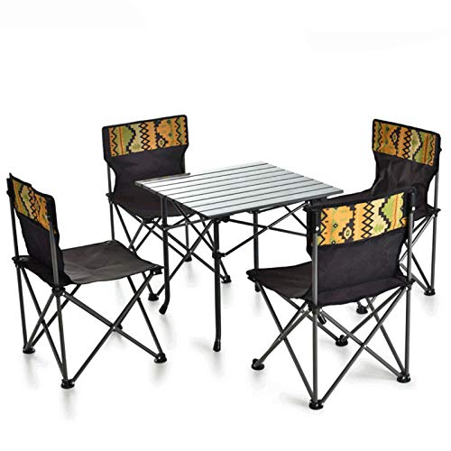 Set Tavolo e Sedia da Esterno Tavoli e sedie da Campeggio Ultra-Leggero da Cinque Pezzi da Esterno, tavoli e sedie Portatili per Viaggi Auto-Guida, tavoli da Picnic all'aperto e sedie da Picnic