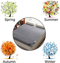 QXTT Materasso Letto Futon Matrimoniale E Singolo Pieghevole E Arrotolabile Materassi da Terra Alto Futon Trapuntato Salvaspazio per Campeggio Balconi Picnic,Grey-150 * 200cm