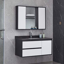 ZoSiP Set di Mobiletti Specchio e Lavabo Simple Rock Board Bagno Cabinet Combinato lavabo lavabo vanità (Color : Black, Size : 50x80x50cm)