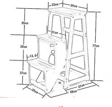 Sgabello legno Sgabello pieghevole doppio scopo legno di pino multifunzionale delle famiglie sedia a più strati della mensola in grado di sopportare 150 kg for la cucina Fiore stand ( Color : White )