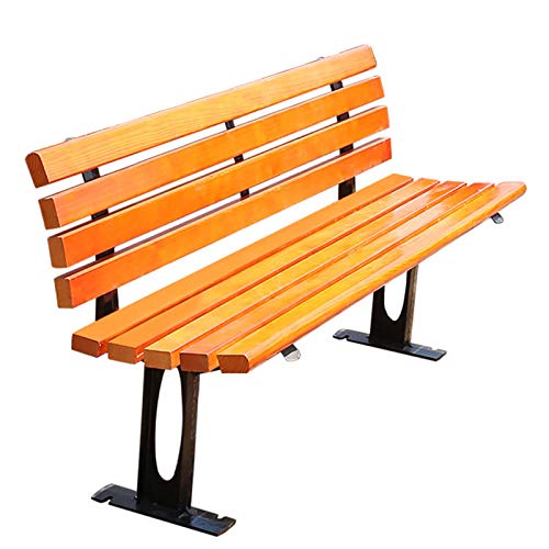 Panca da giardino 3 posti per terrazza Panchina da cortile all'aperto,anca lounge resistente alle intemperie con struttura in ghisa e doghe in legno massello,Con schienale Panca decorativa per porti