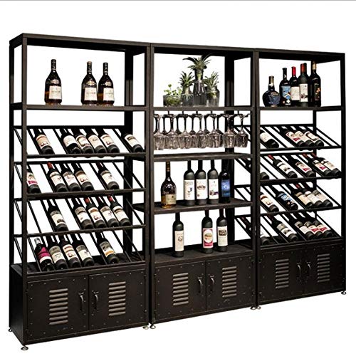 Porta Bottiglie Vino Piano Wine Rack supporto di vetro del vino del metallo di ferro Governo del vino Vino Shelf Freestanding Holder Esporre stand con chiuso Governo del metallo for uso Home / Ristora