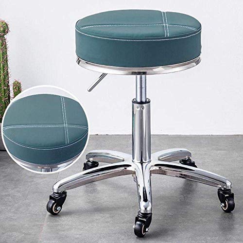 SXRDZ Girevole Sedia da ufficio Sgabello con rotelle, Studio Sgabello con PU Red sedile in pelle sintetica, Altezza regolabile 45-58 cm, peso 160 Kg supportati, regolabile Sgabello girevole for Home O