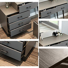 Specchiera Tavolo Cosmetici per Le Donne Ragazze Camera da Letto,Vanity Toeletta da Trucco con Sgabello Imbottito E Cassetti,Tavolo da Toeletta con Specchio-Grigio 90x40x135cm(35x16x53inch)