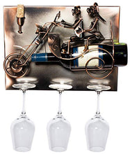 Brubaker portabottiglie Vino Coppia su Una Moto - Wall Art Picture Metal - con 3 portabicchieri - Incluso Biglietto di Auguri per Regalo Vino