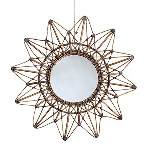 Specchi per Arredamento da Parete, Arte Rattan Arte Creativa Decorazione del Trucco Rotondo Specchio, Specchio da Parete da Bagno da Tavolo 80 × 80 Cm / 31.5 × 31,5in