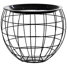 homcom Set 3 Tavolini da caffè Rotondi con Funzione Contenitore, Design a Griglia in Acciaio Nero, per Salotto o Ufficio