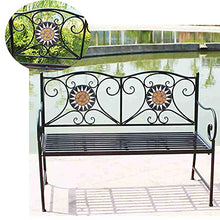 LXLH Panca da Giardino Sgabello da Giardino 47in Panca da Giardino per Esterni panchina per Il Tempo Libero, Cortile Doppio Sedile panchine in Metallo per terrazza, Sedia da Portico antiruggine e