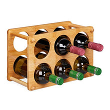 Relaxdays 10028815 Cantinetta in bambù, 6 Bottiglie, Porta Vino da Tavolo, Espsoitore da Cucina, 21x32x18,5 cm, Naturale