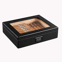 Minmin Fibra di carbonio Cigar Box Mellow Legno di Cedro Cigar Humidor grande capacità idratante di sicurezza, 259x220x68mm accessori del sigaro (Size : 259x220x68mm)