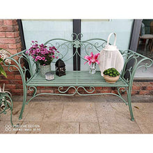 zenggp Panca da Giardino con Braccioli Posti A Sedere da Giardino in Metallo Sedia da Giardino Rustica Vintage,Green