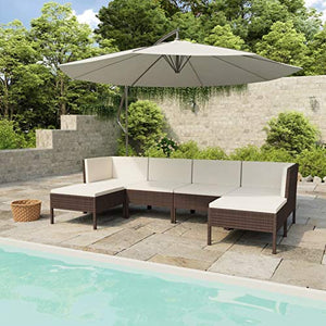 Festnight 6 pz Set Divano da Giardino, Salotto da Giardino con Cuscini, Divani Modulari da Esterno, Divano da Giardino, in Polyrattan Grigio