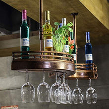 XHCP - Portabottiglie da appendere per vino, supporto per calici a testa in giù, altezza regolabile del braccio, creativo bar bar