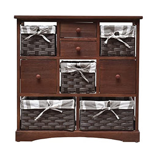Rebecca Mobili Credenza Cassettiera 4 Cassetti 5 Ceste Legno Paulownia Pvc Marrone Shabby Country Camera Bagno - Dimensioni: 69 x 69 x 30 cm (HxLxP) - Art. RE4021