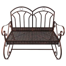 Outsunny Panchina a Dondolo da Giardino in Metallo a 2 Posti con Braccioli, 104x75x95.5cm, Colore Bronzo
