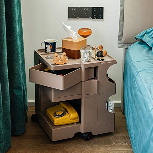 TY-ZWJ Cassettiera Rotante a 360 ° Carrello armadietto di stoccaggio, Filetto da Comodino Mobili per mobili con stoccaggio a rulli Armadio Lato 3 Strati mobili,Rosa,S