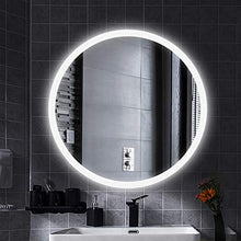YIFAA Specchio da Bagno Rotondo A Muro con LED Illuminato, Antiappannamento, da Parete per Bagno, Camera da Letto, Hotel, Salone di Bellezza (Luce Bianco - A, 60CM)