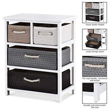 LICHUAN comodino comodino portaoggetti cassetto comodino in legno bianco mobili camera da letto armadio con 4 scatole di immagazzinaggio, facile da montare