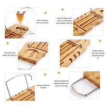 Supporto per Vasca da Bagno, Porta Cellulare in bambù per Vasca Piatto iPad Supporto Vasca Retrattile in Acciaio Inox Supporto per Tazza Vino Rosso, Adatto per Il Bagno di Casa, 45-85cm Retrattile