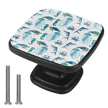 Marlin granchi tartarughe e meduse Pomelli per Porta Set di 4 Pomelli per Mobili Manopole per Cassetti Cucina Armadio Vetro