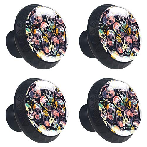 Set di 4 maniglie rotonde per armadio da cucina, credenza, cassettiera, cassettiera, con viti, per cucina, comò, armadietto, bagno, armadio e guardaroba, Halloween