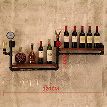 LHQ-HQ Cremagliera del Vino, Tubo di Ferro battuto Loft Parete in Legno massello Vino Rack Vino Appeso Bar Rack, Stand di Esposizione