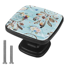 Fiori ornamentali tribali nativi americani Pomelli per Porta Set di 4 Pomelli per Mobili Manopole per Cassetti Cucina Armadio Vetro